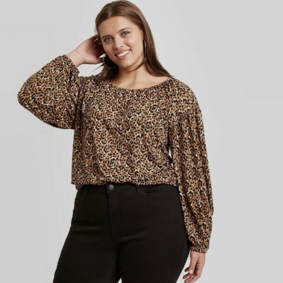 Ava & Viv 2X Plus Size Animal Print Long Sleeve Top Blouse - Picture 6 of 6